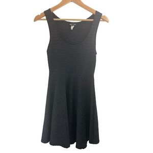 VTG Wet Seal Black Stripe Fit Flare Dress Women's Sz S Sleeveless Party Y2K Chic